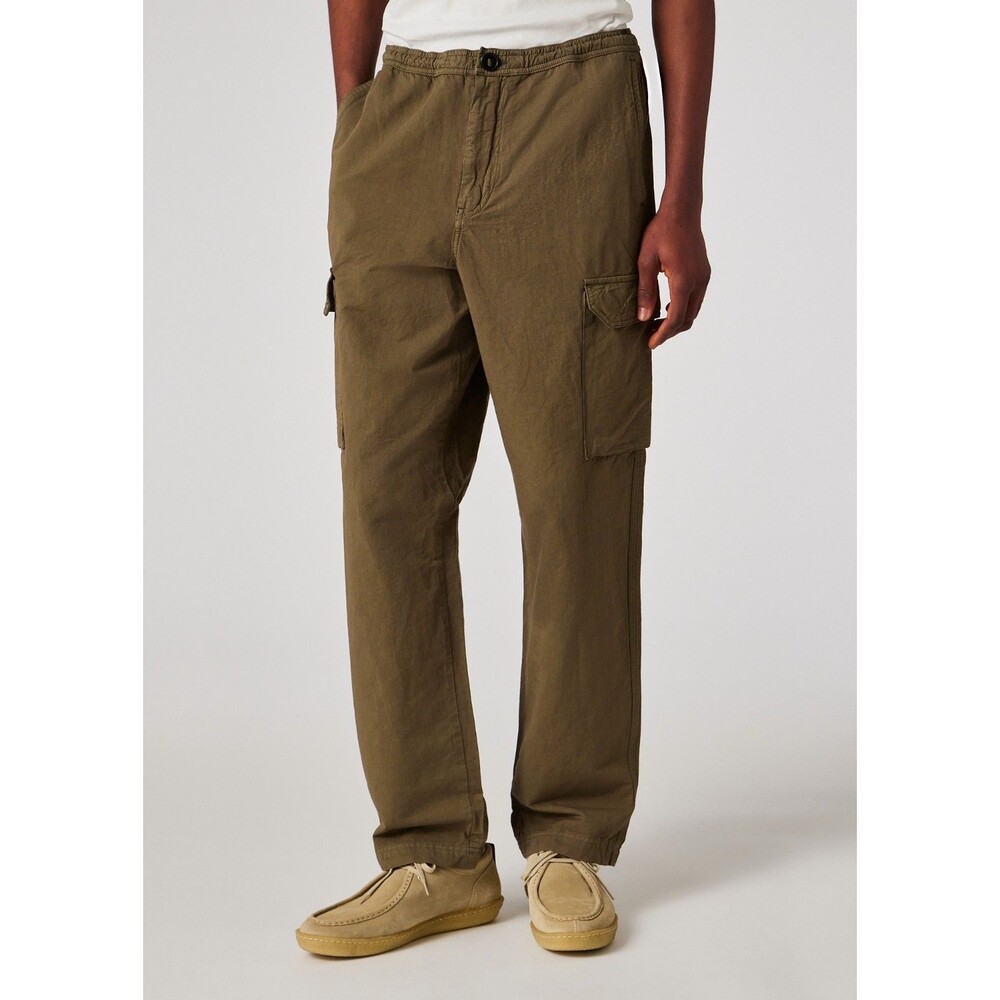 PAUL SMITH Pants Mens Small Khaki Green Cargo Cotton Linen Relaxed Trouser $295